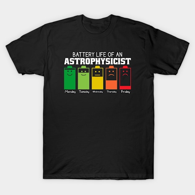 Battery Life Of An Astrophysicist T-Shirt by Stay Weird